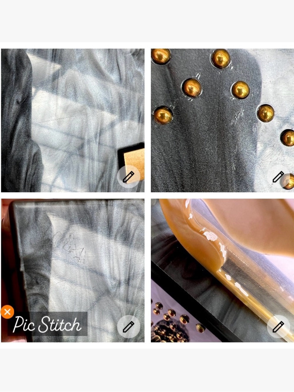 Kurt Geiger Kensington safety pin box clutch on chain gray mother of pearl NWT - Picture 16 of 16